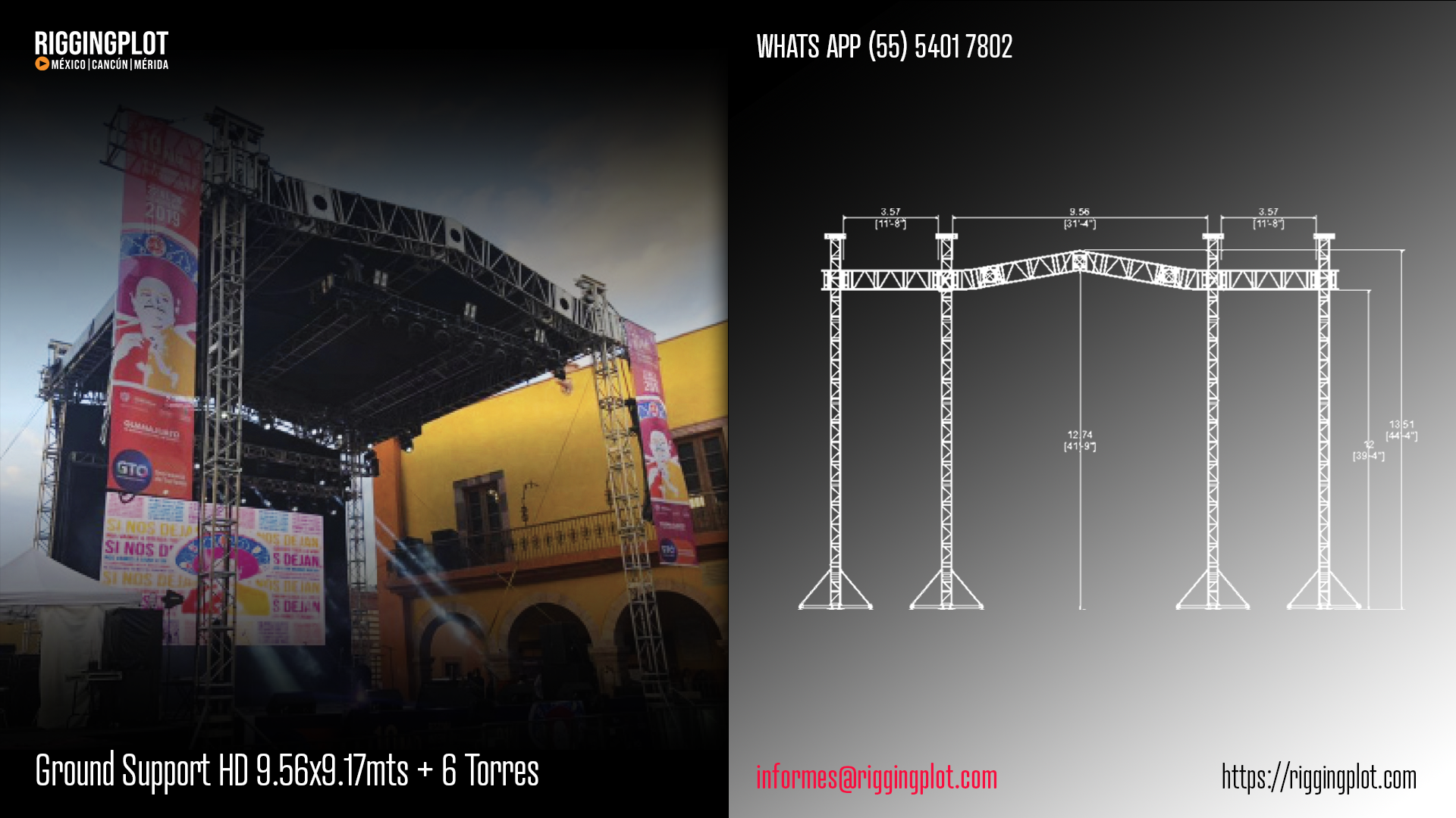 ficha técnica ground support whd 9.56x9.17mts riggingplot cancún